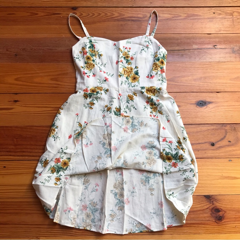 Old Navy Off White Yellow Floral Linen Cami Skater Dress, EUC, M - Picture 11 of 14